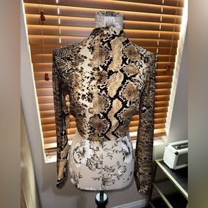 Snake Print Long Sleeve Crop Top